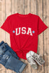 Red Star USA Print Crewneck Patriotic T Shirt