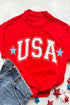 Red Star USA Print Crewneck Patriotic T Shirt