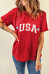 Red Star USA Print Crewneck Patriotic T Shirt