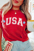 Red Star USA Print Crewneck Patriotic T Shirt