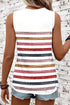 Red Stripe Rainbow Round Neck Tank Top