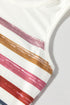 Red Stripe Rainbow Round Neck Tank Top