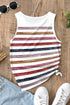 Red Stripe Rainbow Round Neck Tank Top