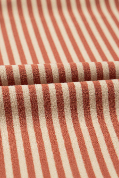 Red Stripe Textured Patched Drop Shoulder Buttoned Plus Size Sweatshirt