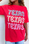 Red TEXAS Letter Graphic Casual T Shirt