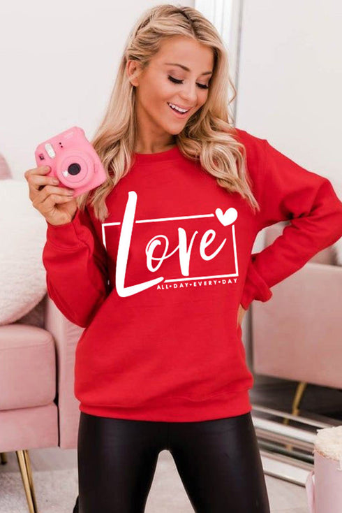 Red Valentine'S Day Love Graphic Sweatshirt
