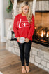 Red Valentine'S Day Love Graphic Sweatshirt