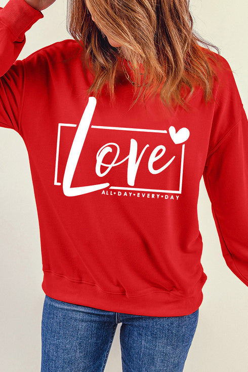 Red Valentine'S Day Love Graphic Sweatshirt