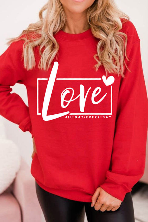 Red Valentine'S Day Love Graphic Sweatshirt