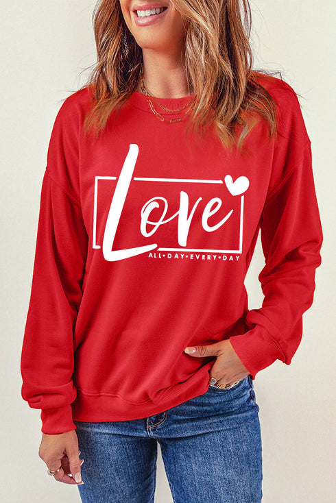 Red Valentine'S Day Love Graphic Sweatshirt