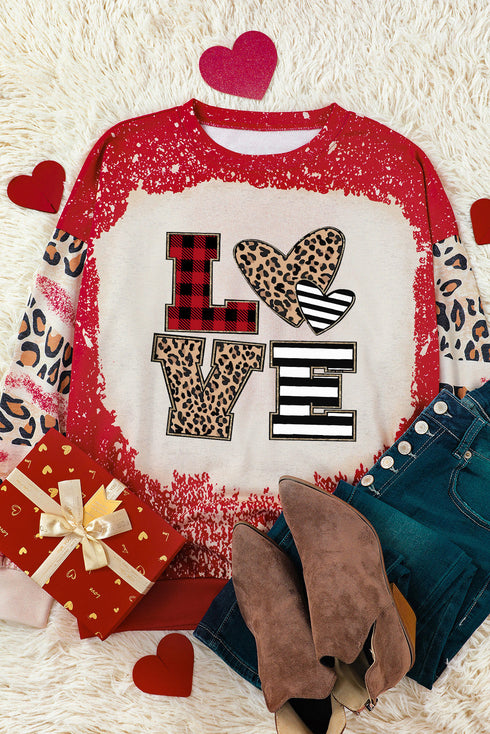 Red Valentines Leopard Love Element Sweatshirt