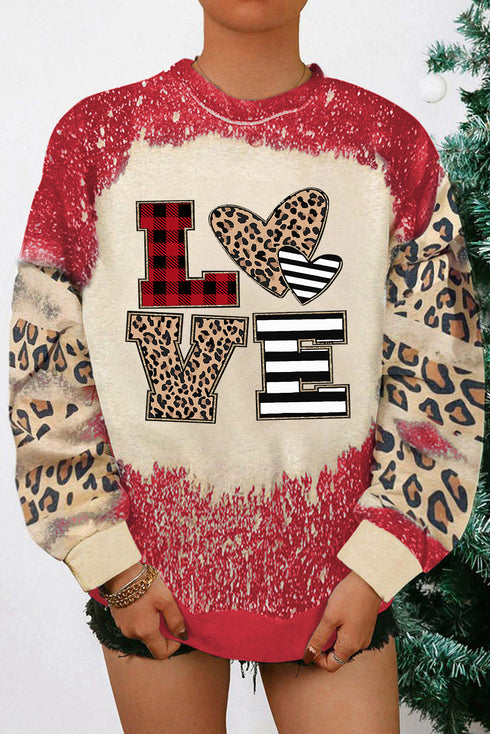Red Valentines Leopard Love Element Sweatshirt