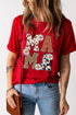 Red Western Animal Spots MAMA Letter Daisy Flower Printed Tee