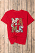 Red Western Animal Spots MAMA Letter Daisy Flower Printed Tee