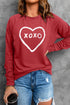 Red Xoxo Heart Pattern Print Valentines Sweatshirt
