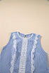 Refined Stripe Lace Panel Sleeveless Crew Neck Blouse Top