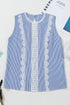 Refined Stripe Lace Panel Sleeveless Crew Neck Blouse Top