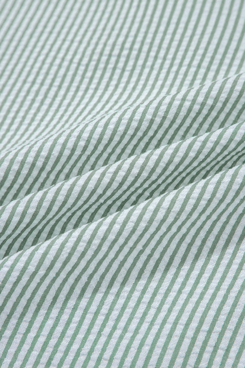 Refined Stripe Lace Panel Sleeveless Crew Neck Blouse Top