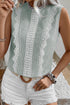 Refined Stripe Lace Panel Sleeveless Crew Neck Blouse Top