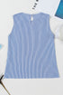 Refined Stripe Lace Panel Sleeveless Crew Neck Blouse Top
