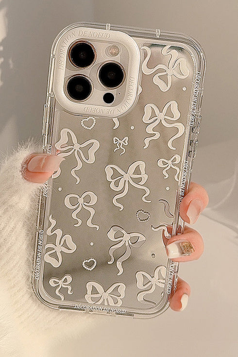 Reflective Mirror Surface Bow Detail Protective Phone Case