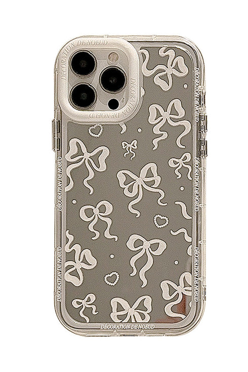 Reflective Mirror Surface Bow Detail Protective Phone Case