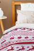 Reindeer And Snowflake Printed Plush Fleece Sherpa Blanket
