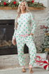 Reindeer And Tree Print Striped Lounge Set