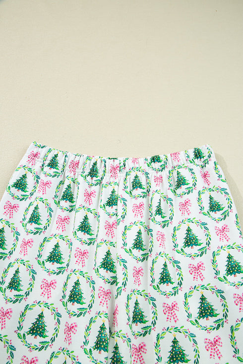 Reindeer And Tree Print Striped Lounge Set