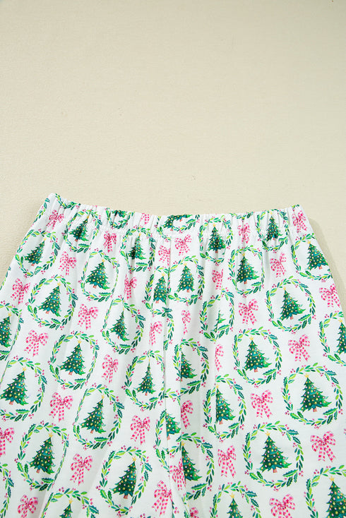 Reindeer And Tree Print Striped Lounge Set