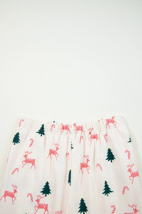 Reindeer And Tree Print Striped Lounge Set
