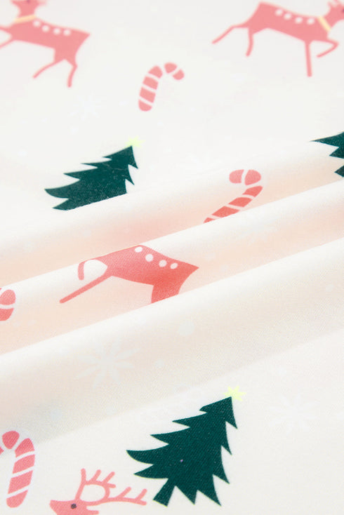 Reindeer And Tree Print Striped Lounge Set