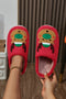 Reindeer Pattern Plush Fleece Thick Platform Slippers