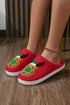 Reindeer Pattern Plush Fleece Thick Platform Slippers