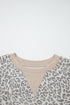 Relaxed Animal Print V Notch Pullover Sweatshirt