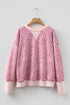 Relaxed Animal Print V Notch Pullover Sweatshirt