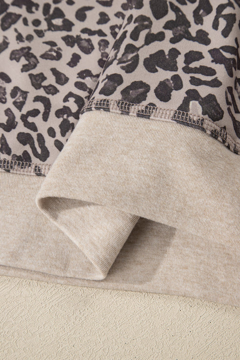 Relaxed Animal Print V Notch Pullover Sweatshirt