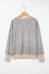 Relaxed Animal Print V Notch Pullover Sweatshirt