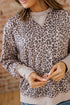 Relaxed Animal Print V Notch Pullover Sweatshirt
