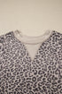 Relaxed Animal Print V Notch Pullover Sweatshirt