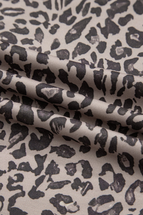 Relaxed Animal Print V Notch Pullover Sweatshirt