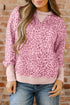 Relaxed Animal Print V Notch Pullover Sweatshirt