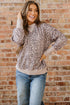 Relaxed Animal Print V Notch Pullover Sweatshirt