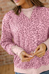 Relaxed Animal Print V Notch Pullover Sweatshirt