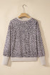 Relaxed Animal Print V Notch Pullover Sweatshirt
