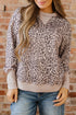 Relaxed Animal Print V Notch Pullover Sweatshirt