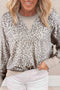 Relaxed Animal Print V Notch Pullover Sweatshirt