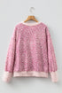 Relaxed Animal Print V Notch Pullover Sweatshirt