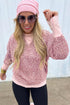 Relaxed Animal Print V Notch Pullover Sweatshirt