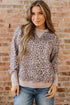 Relaxed Animal Print V Notch Pullover Sweatshirt